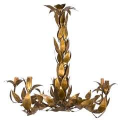 Unique Metal Sculptural Leaf Chandelier