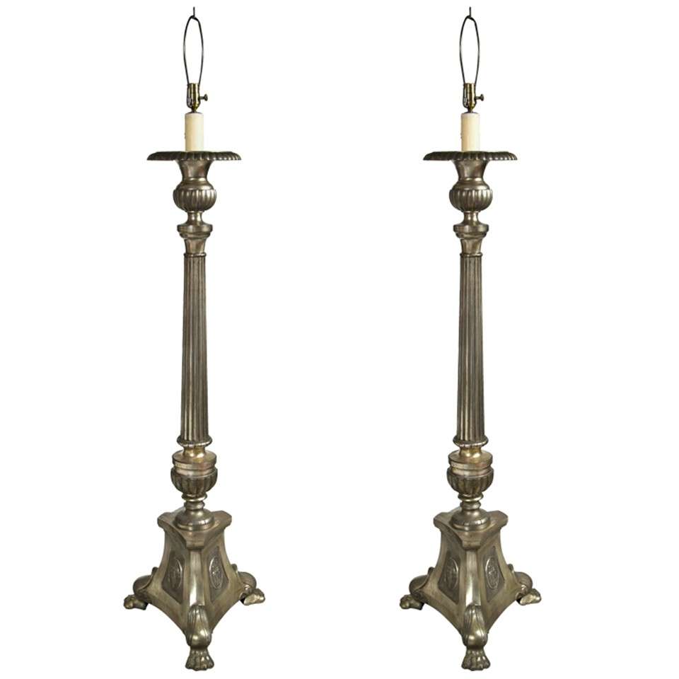 Pair 19th Century Rococo Revival Floor Lamps For Sale