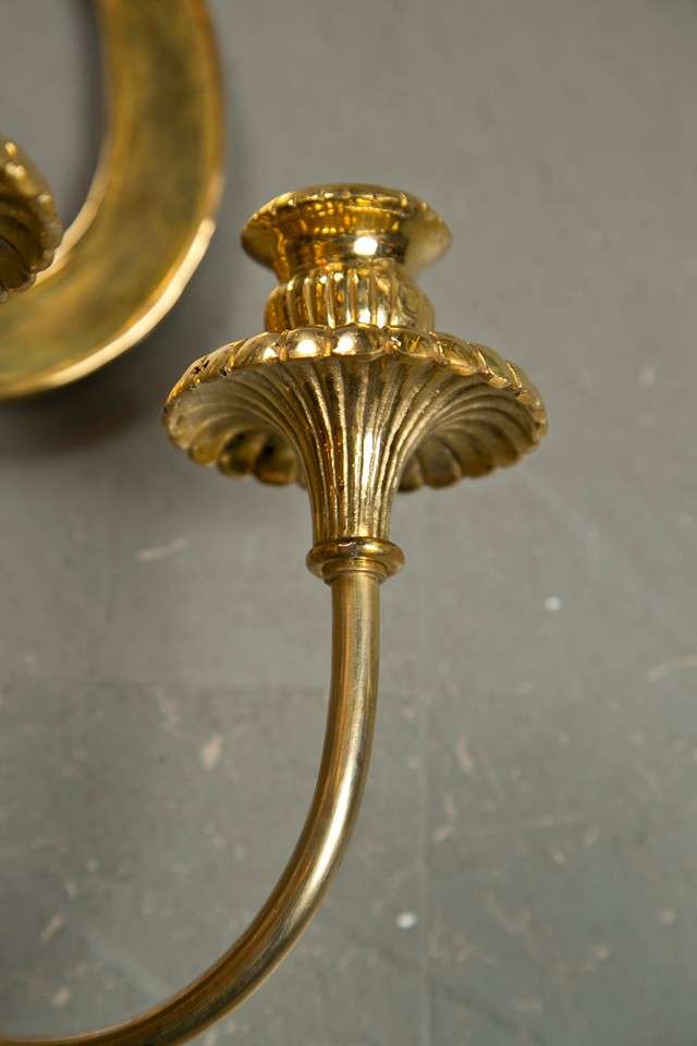 Pair of Caldwell Lyre Sconces In Excellent Condition For Sale In Stamford, CT