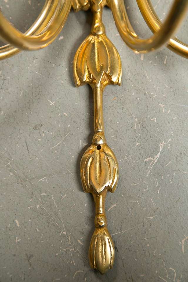 20th Century Pair of Caldwell Lyre Sconces For Sale