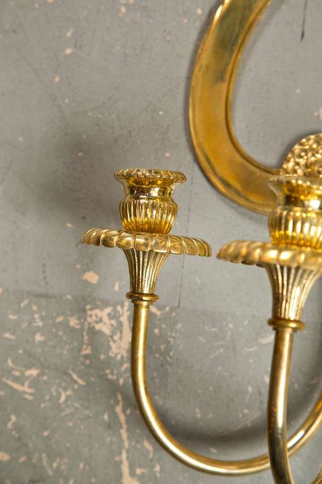 Pair of Caldwell Lyre Sconces For Sale 2