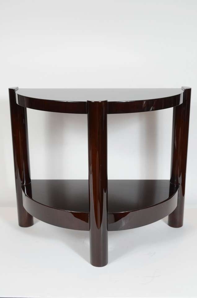 Art Deco Two-Tier Demilune Table in Mahogany