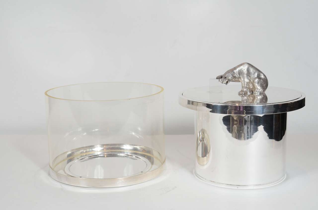 Figurative Polar Bear Silver Plate Mid-Century Modernist Ice / Wine Cooler 2