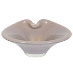 Modernist Murano Glass Bowl wit 24k  Gold Flecks