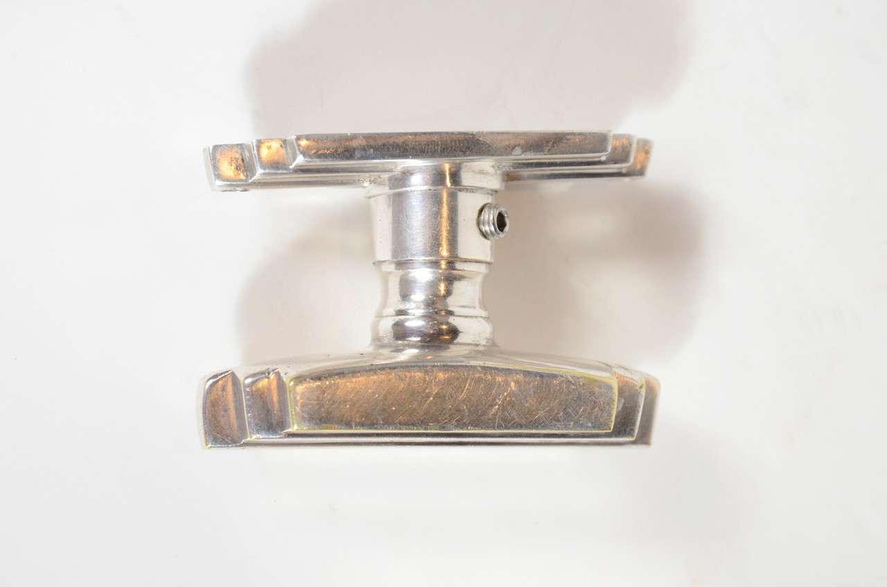 Art Deco Skyscraper Style Door Knob in Nickel In Good Condition In New York, NY
