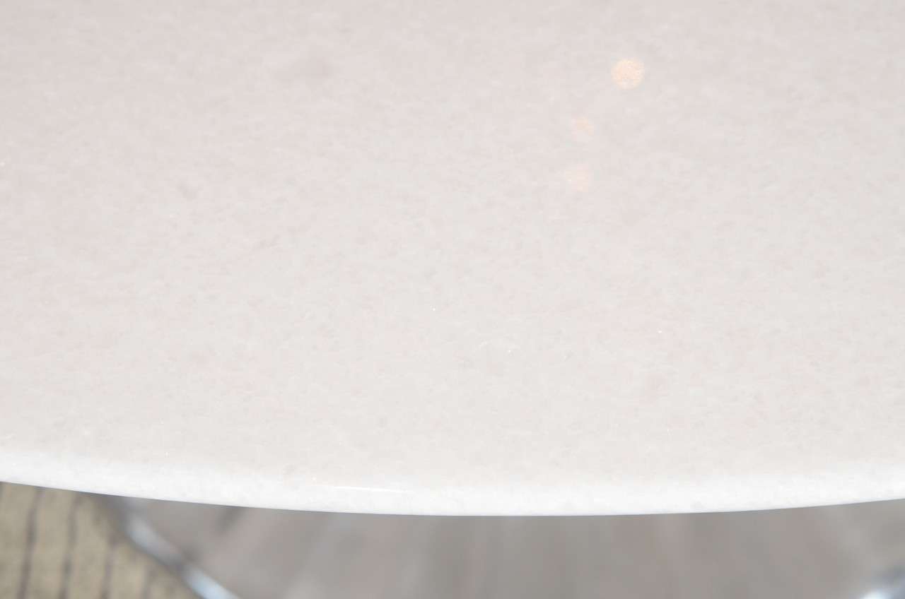 Mid-Century Modern Modernist White Granite & Fluted Metal Base Dining Table