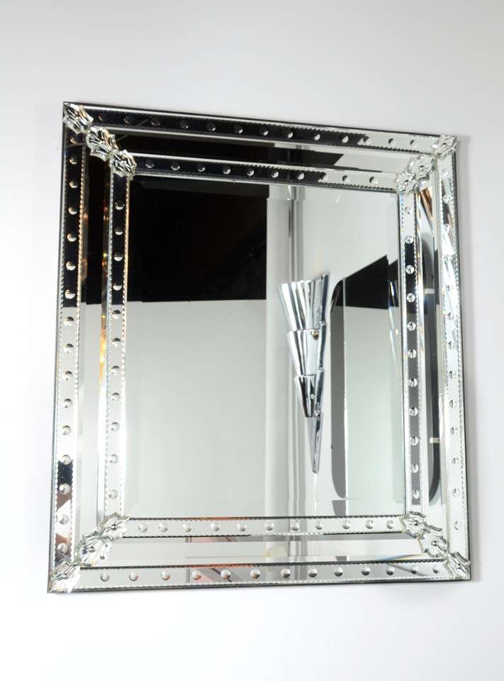 Mid-Century Modern Sophisticated Classic Design Rectangular Venetian Mirror