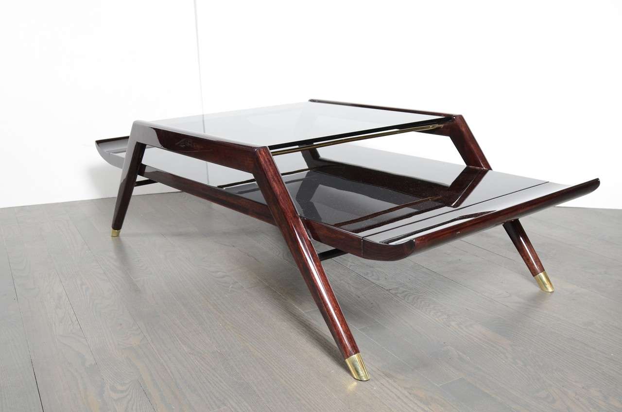 Modernist Pagoda Style Two Tier Cocktail Table in the Manner of Gio Ponti In Excellent Condition In New York, NY