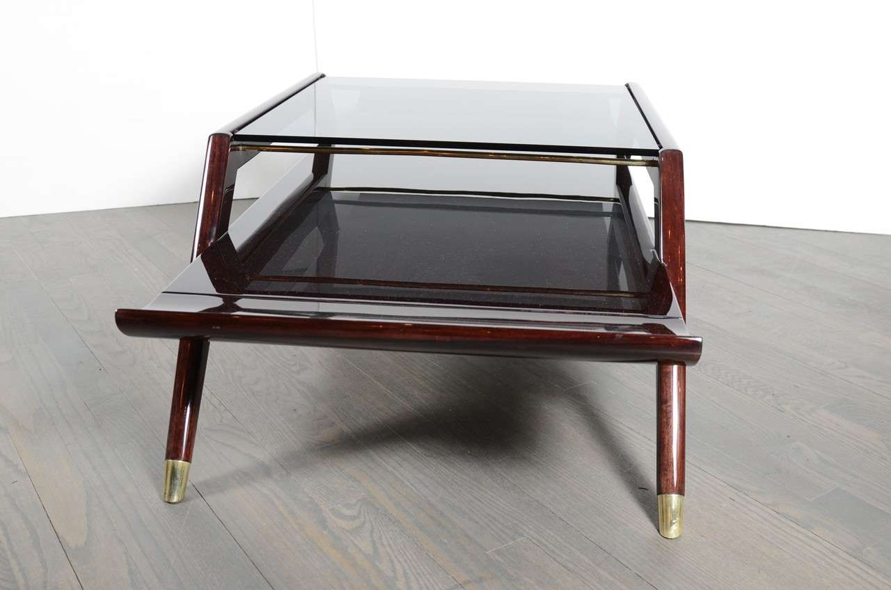 Modernist Pagoda Style Two Tier Cocktail Table in the Manner of Gio Ponti 1