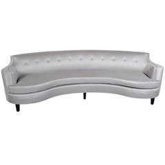 Glamorous 1940's Hollywood Curved Sofa with Button Back Detailing
