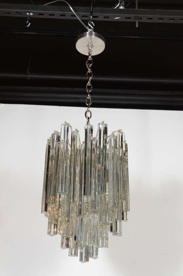 Mid-Century Modern Spectacular Cascading Crystal Chandelier by Camer