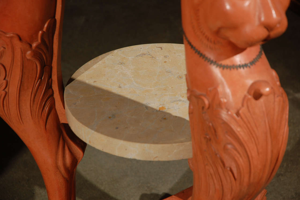 Terracotta Pair Monumental Egyptian Revival Tables For Sale