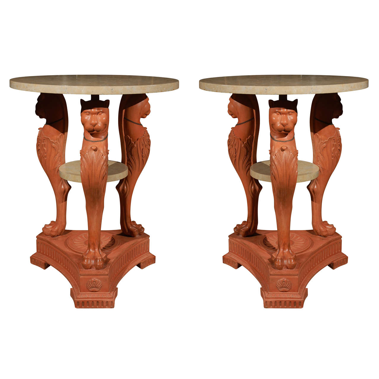 Pair Monumental Egyptian Revival Tables For Sale
