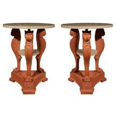 Pair Monumental Egyptian Revival Tables