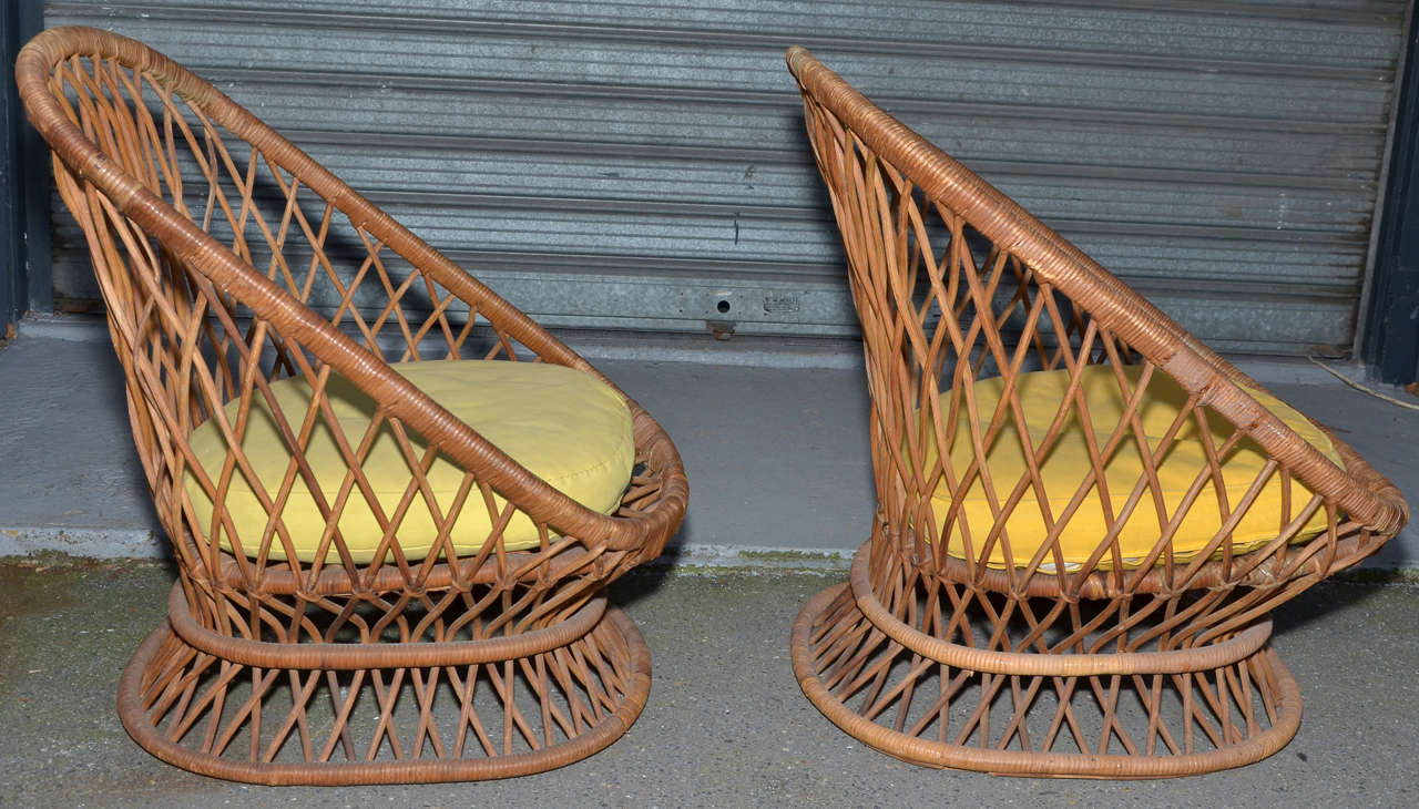 Jean Royère Documented Genuine Riviera Rattan Chairs from the 1950s In Good Condition For Sale In Paris, ile de france