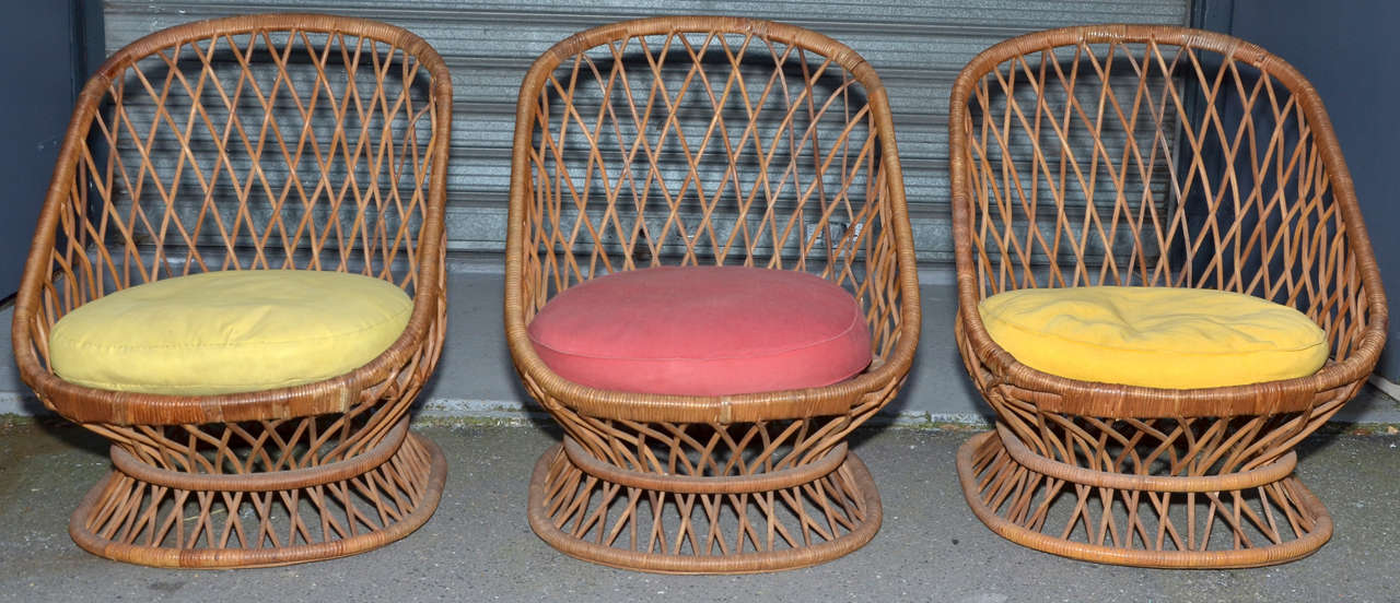 Jean Royère Documented Genuine Riviera Rattan Chairs from the 1950s For Sale 2