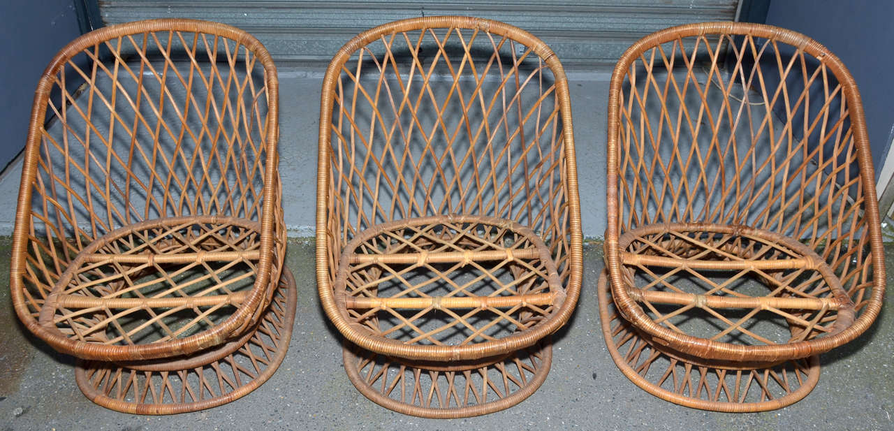 Jean Royère Documented Genuine Riviera Rattan Chairs from the 1950s For Sale 3