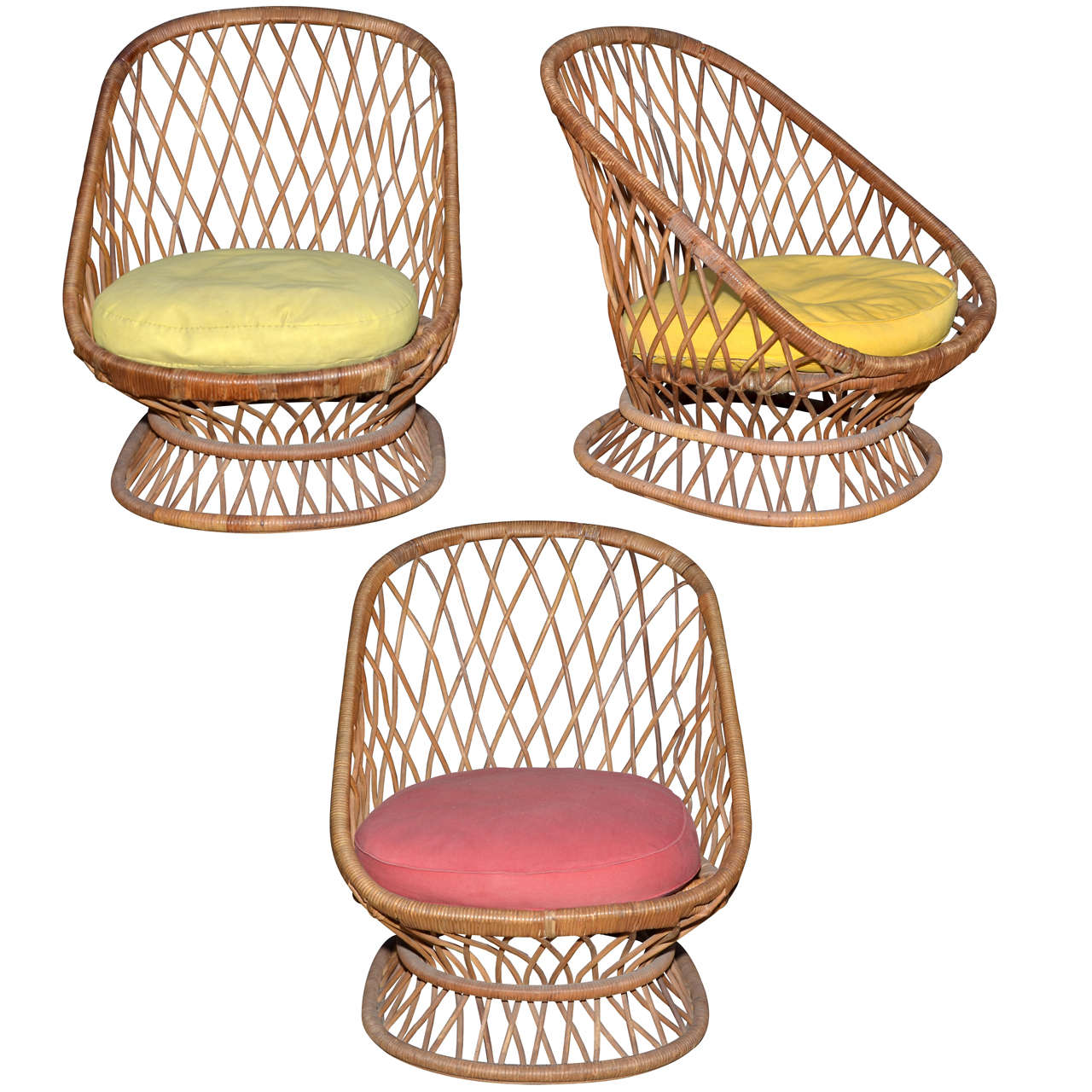 Jean Royère Documented Genuine Riviera Rattan Chairs from the 1950s For Sale