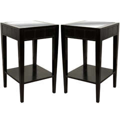 Two 1930s Black Lacquered End or Night Tables