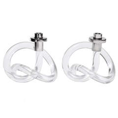 Pair of Dorothy Thorpe Lucite Candleholders