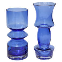Pair of Finnish Cobalt Blue Glass Vases