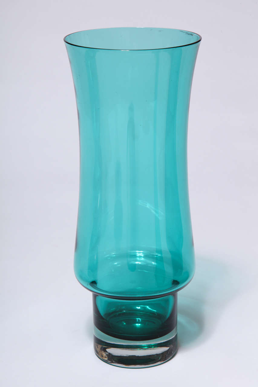 Late 20th Century Grouping of Finnish Teal Green Vases