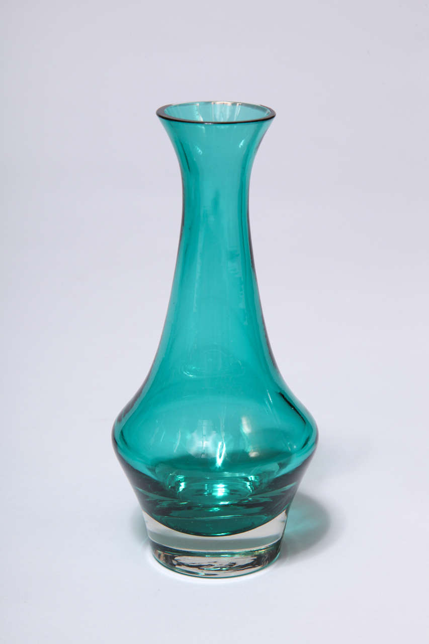 Glass Grouping of Finnish Teal Green Vases