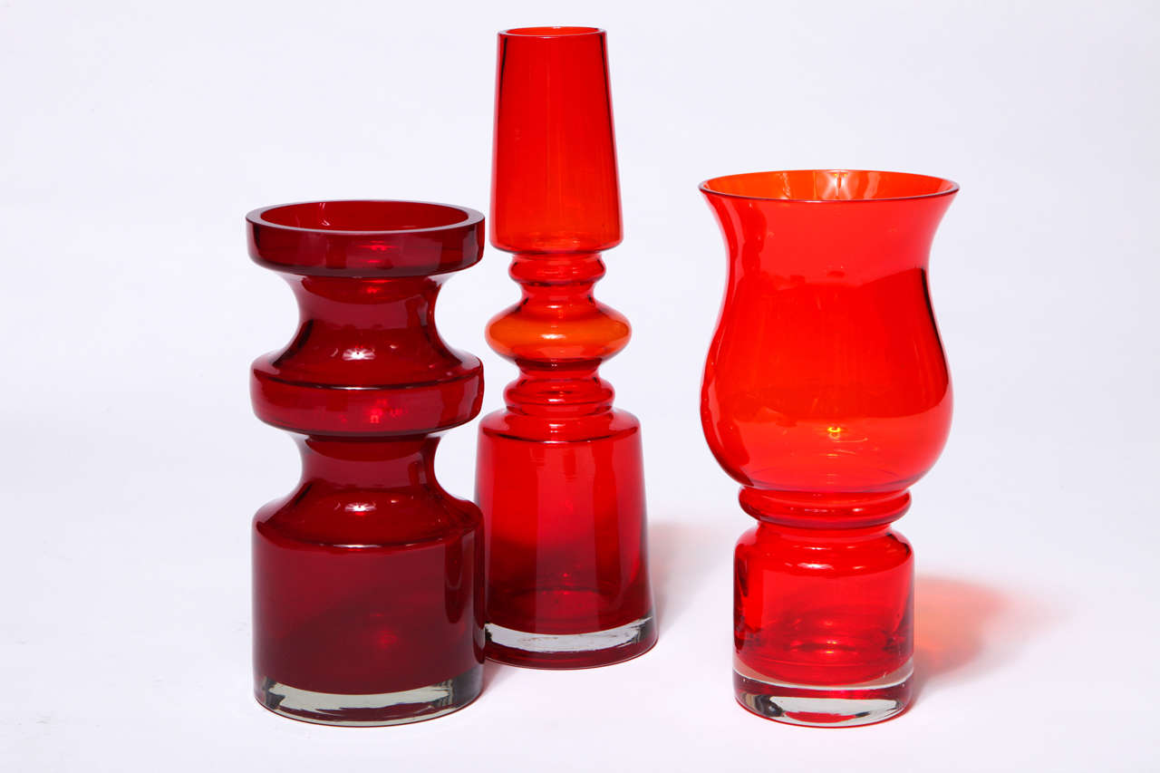 Red and Orange Finnish Glass Vases at 1stdibs
