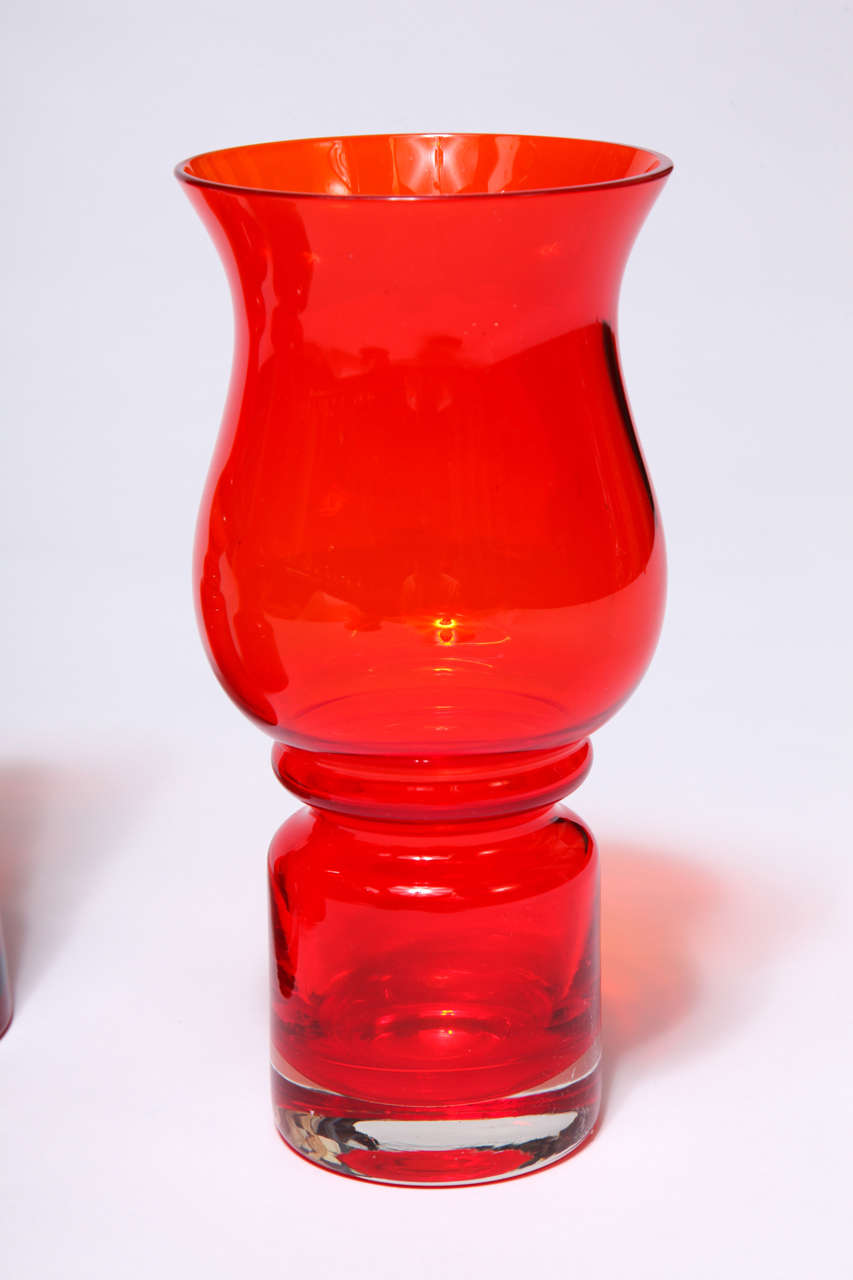 Red and Orange Finnish Glass Vases at 1stdibs