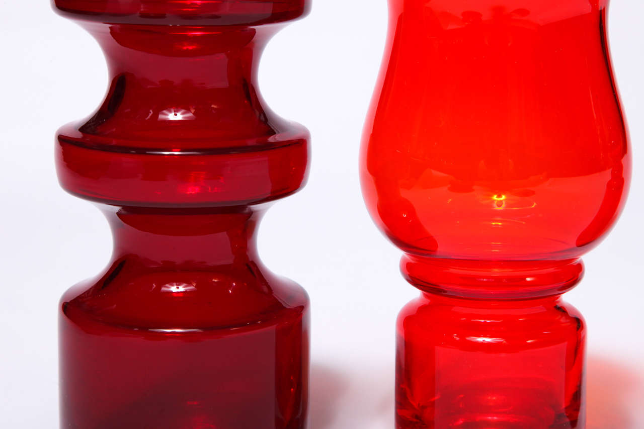 Red and Orange Finnish Glass Vases at 1stdibs