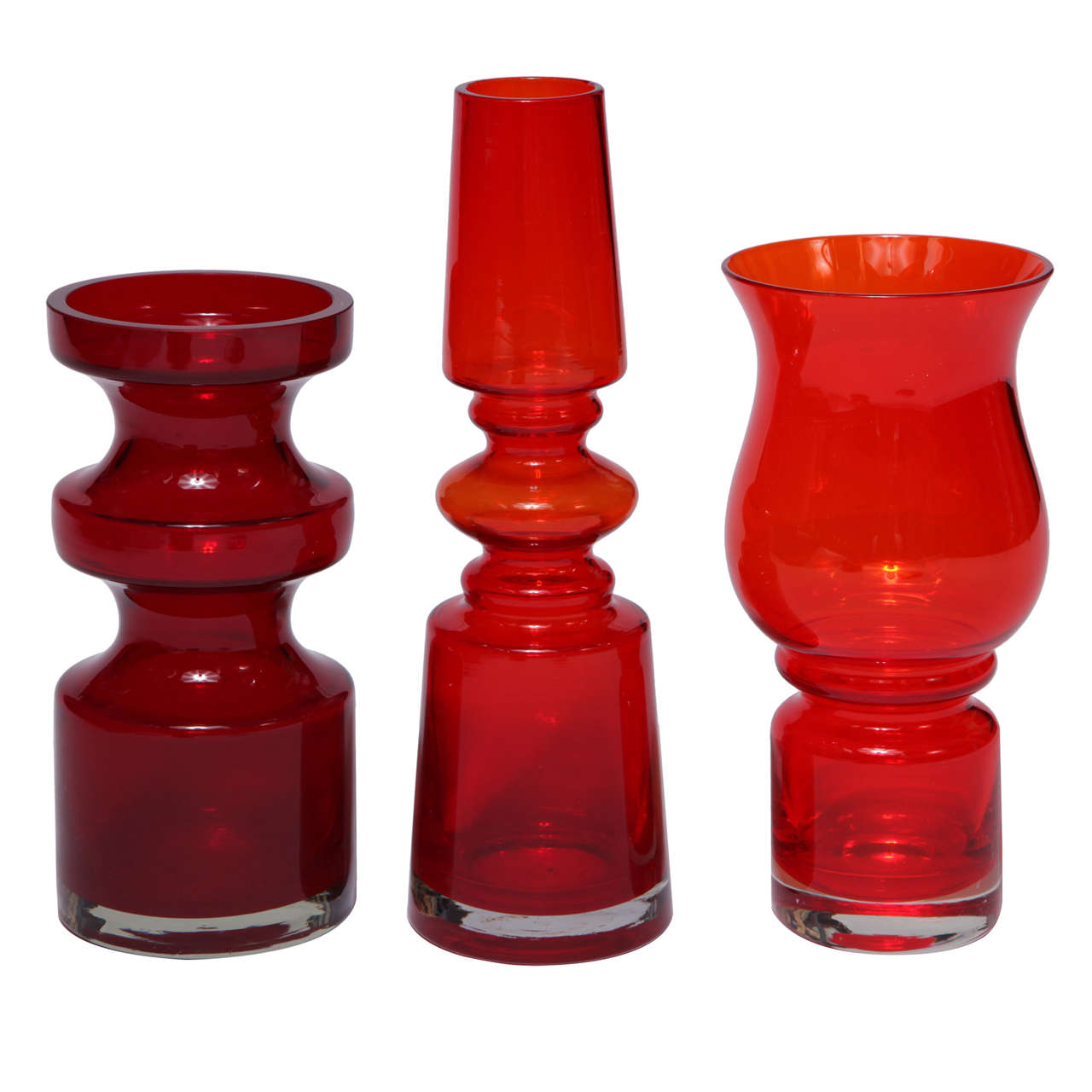 Red and Orange Finnish Glass Vases at 1stdibs