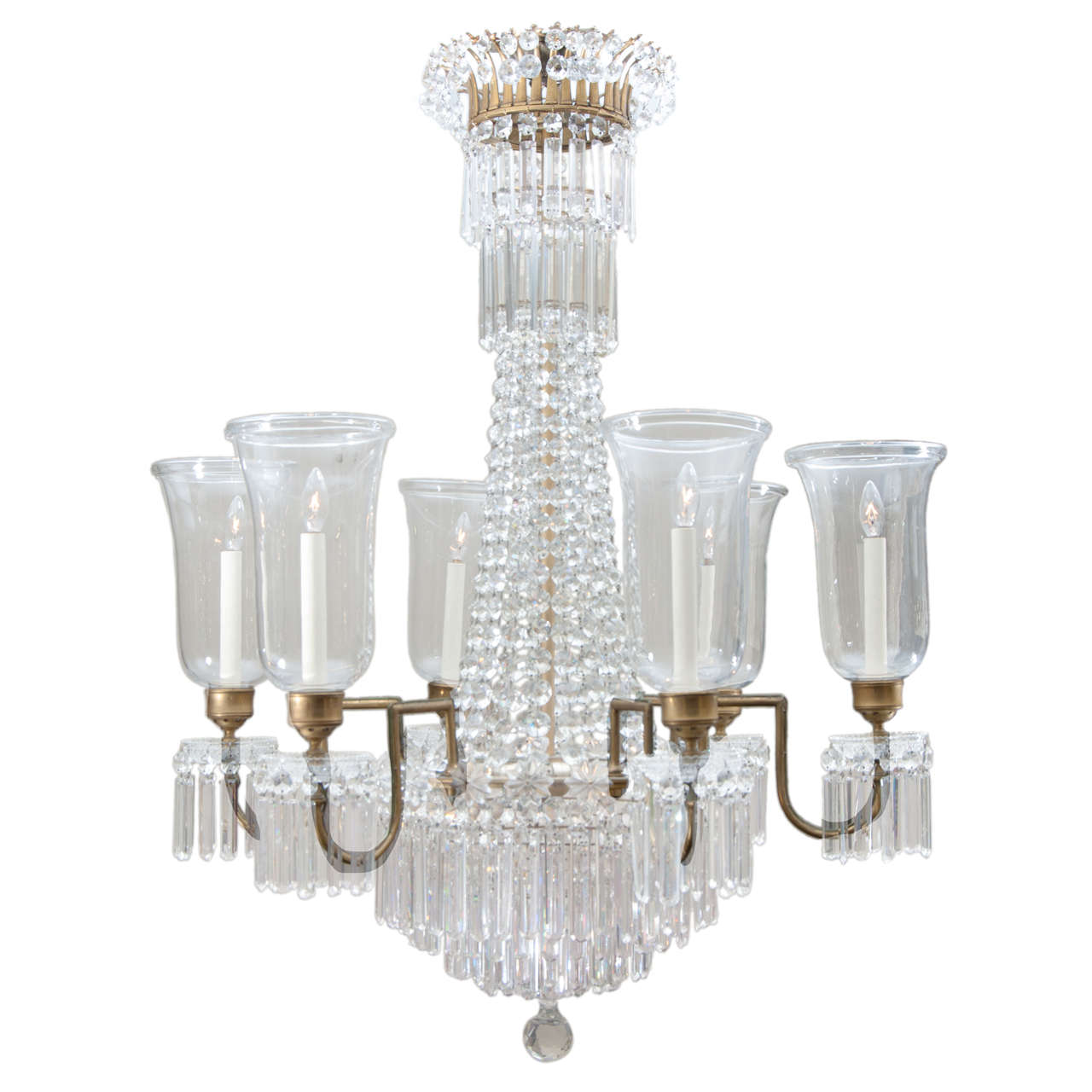 Regency 12 Light Bronze Crystal Chandelier, Attrib. to John Blades, Circa:1810 For Sale