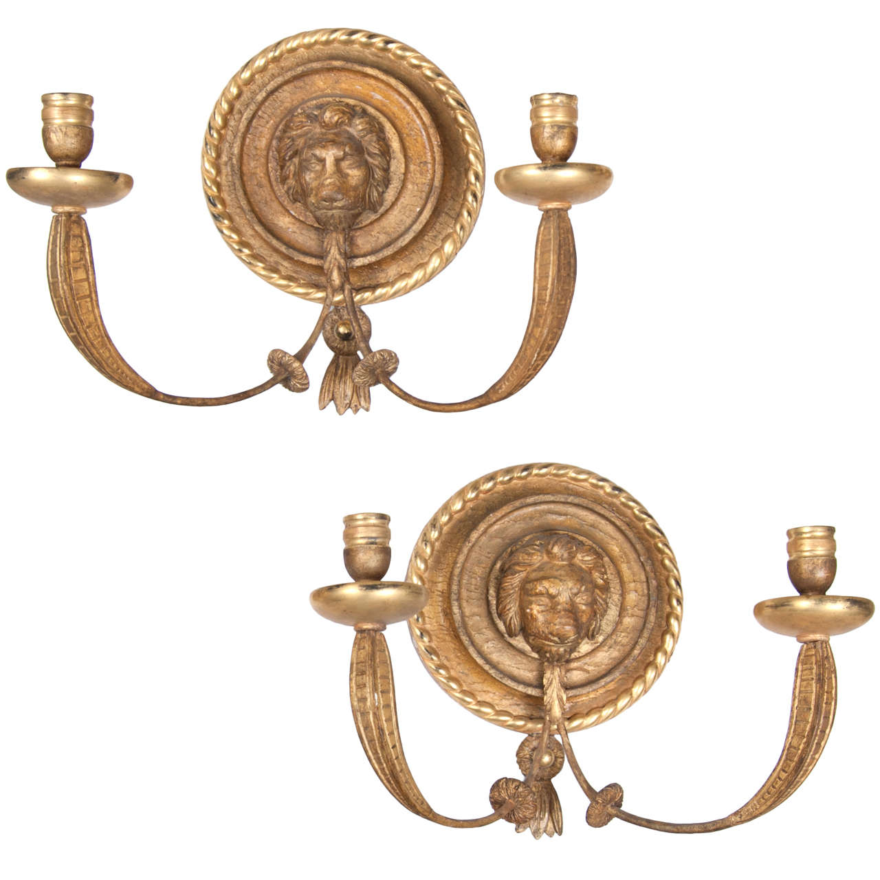 Pair of Lion Head Sconces