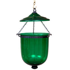 Vintage Green Glass Hall Lantern