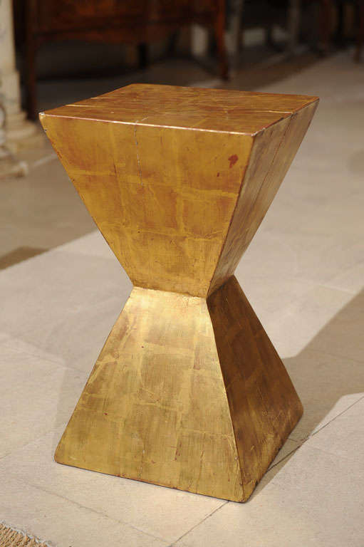 Candace Barnes Now Hand-Carved Aztec Gold Leaf Martini Table In Excellent Condition In Larkspur, CA
