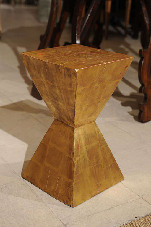 Contemporary Candace Barnes Now Hand-Carved Aztec Gold Leaf Martini Table