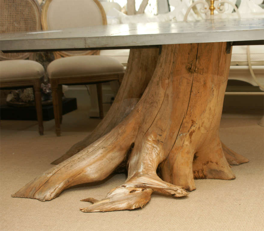 Spectacular Oval Zinc Top Dining Table