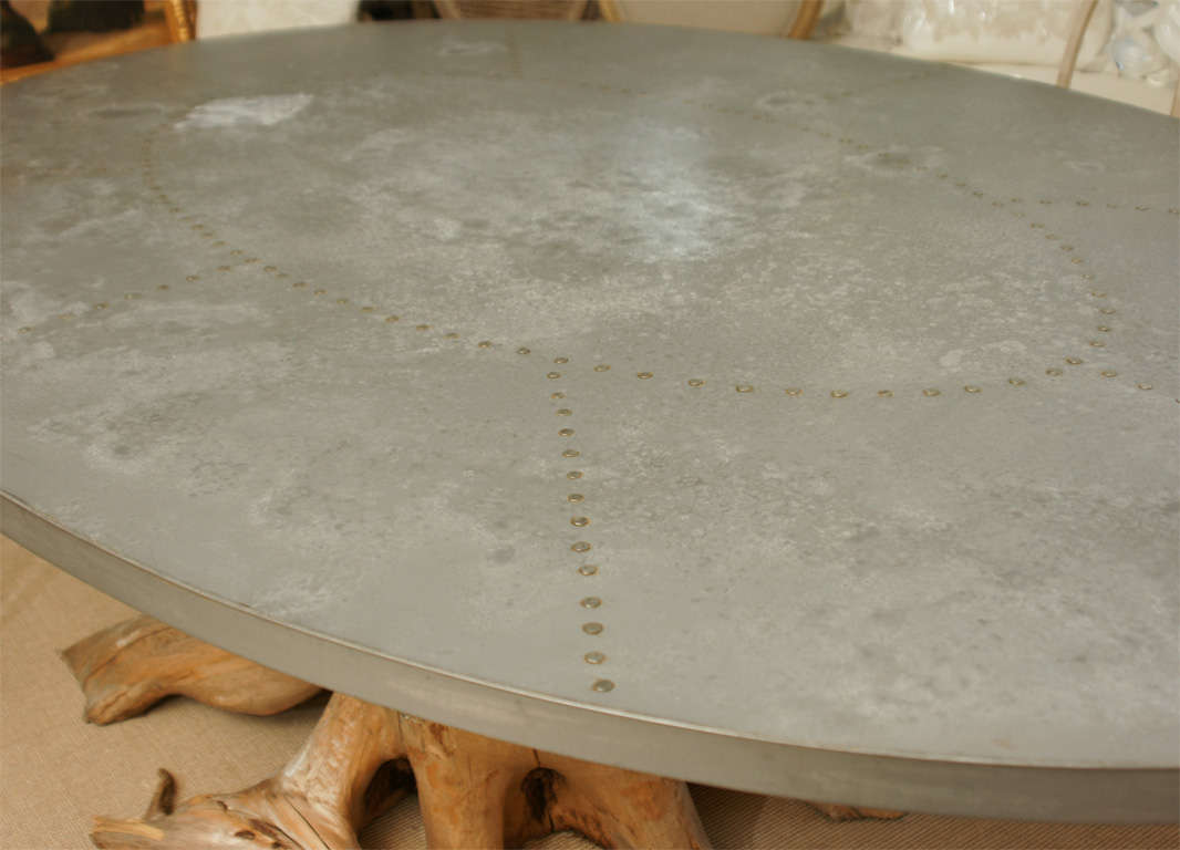 Spectacular Oval Zinc Top Dining Table at 1stDibs