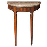 French Demi lune console with marble top