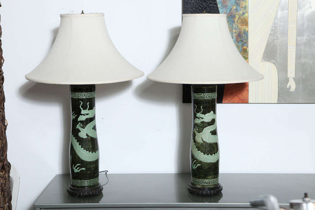 Mid Century Asian Dragon lamps.