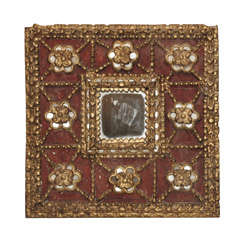 Antique A Naive, Ornate Painted and Mirrored Frame