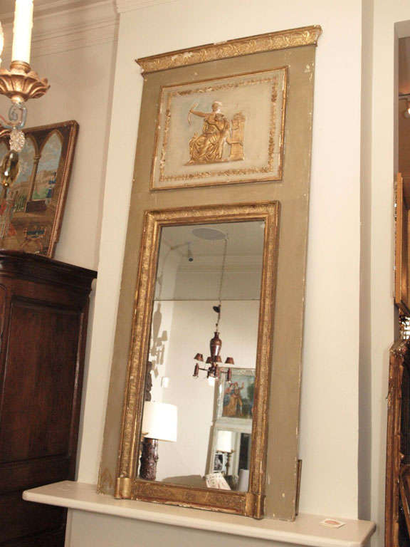 Polychrome and Gilt Empire Trumeau