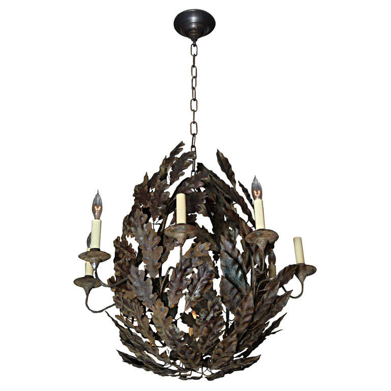 An Eight Light American Painted Tole Chandelier