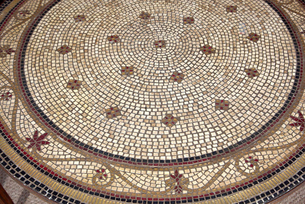 20th Century Round Mosaic Top Garden Dining Table