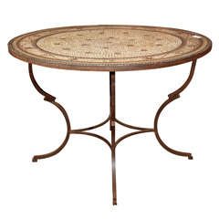 Round Mosaic Top Garden Dining Table