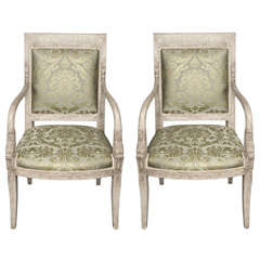 Exquisite Pair of 19th Century French Neoclassical Fauteuils