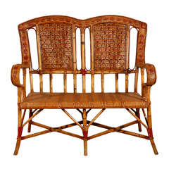 Vintage French Rattan Settee