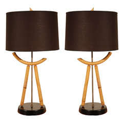 Pair of Bamboo Table Lamps