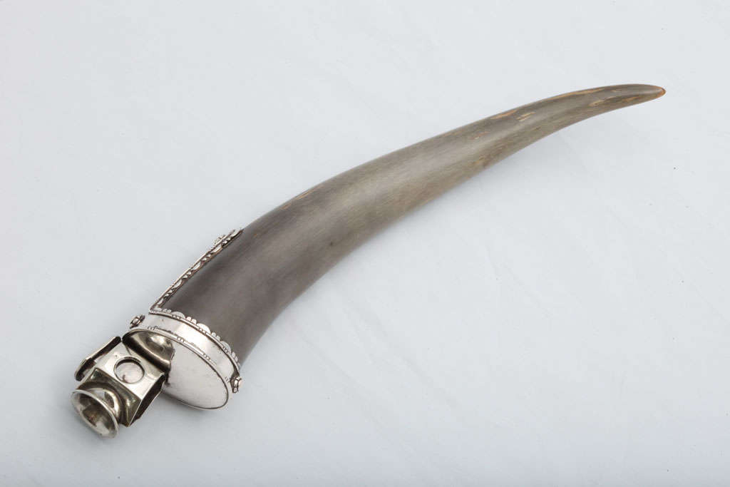 German Continental Silver-mounted Horn Cigar Cutter