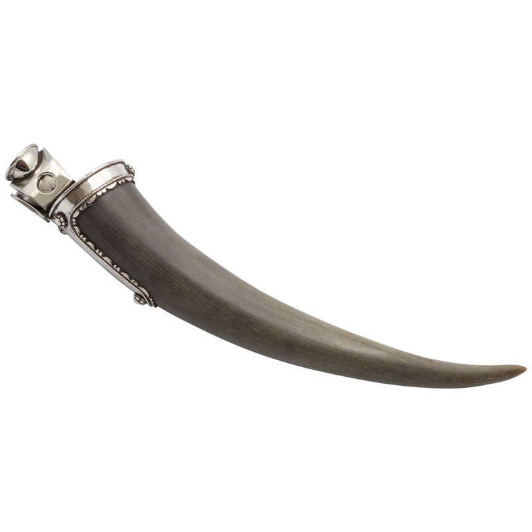 Continental Silver-mounted Horn Cigar Cutter